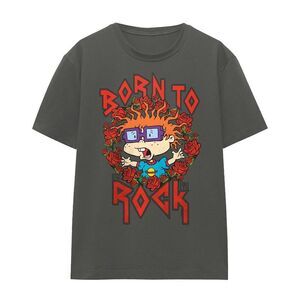 Rugrats Unisex Adult Chucky Was Born To Rock T-Shirt / Charcoal